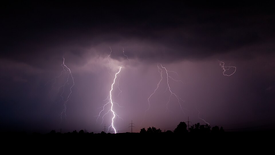 A thunderstorm rolling across open country, Pritzerbe, Germany